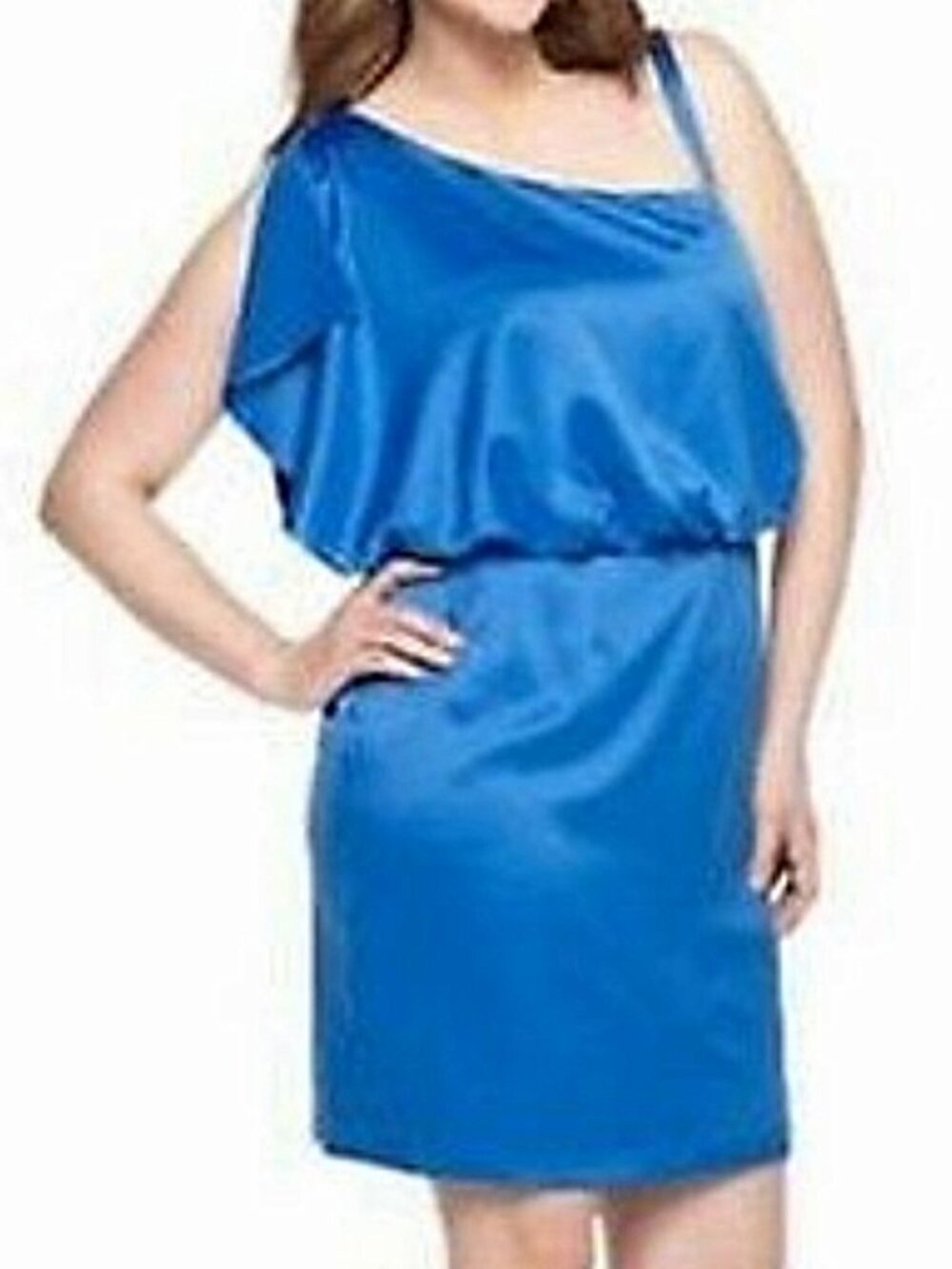 Jessica Simpson Royal Blue Satin One Shoulder Dress NEW- Sz. 12